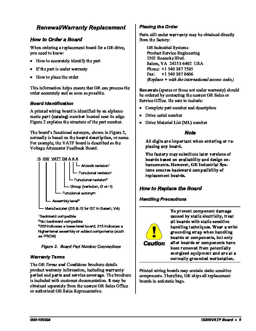 First Page Image of IS200VATFG1AAA Voltage Attenuator Feedback Board Replacement - Renewal Warranty.pdf